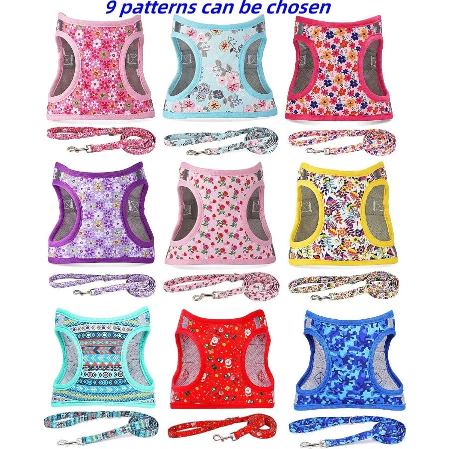 Step in Dog Harness Leash Set for All Weather Use with Reflective Details NoPull Design