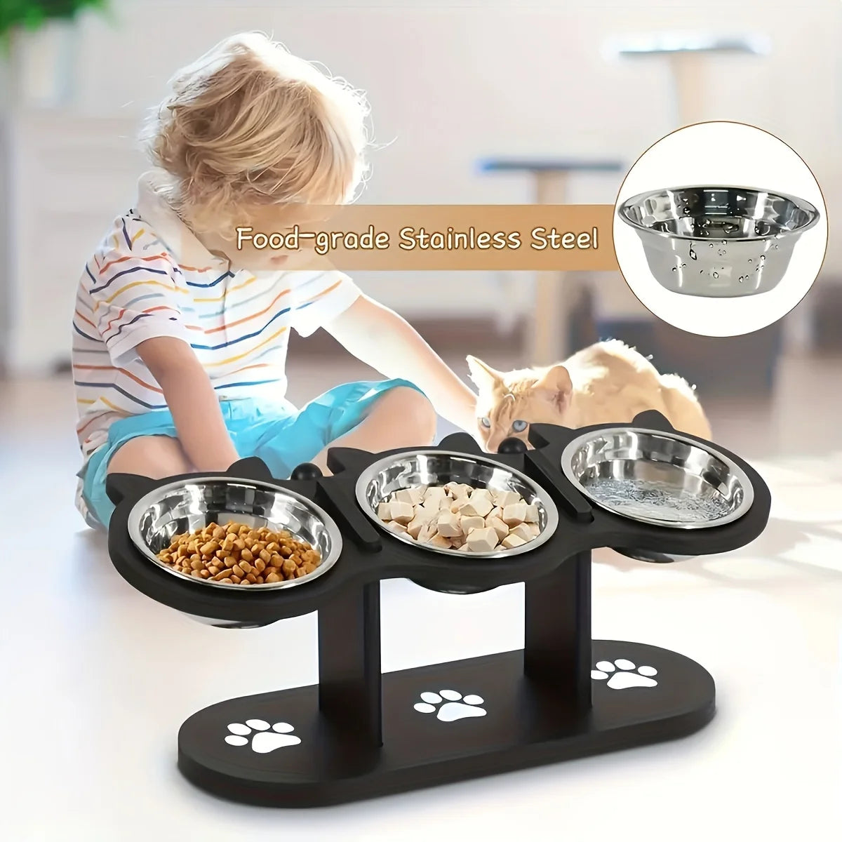 Elevated Food Bowls Cats and Puppy