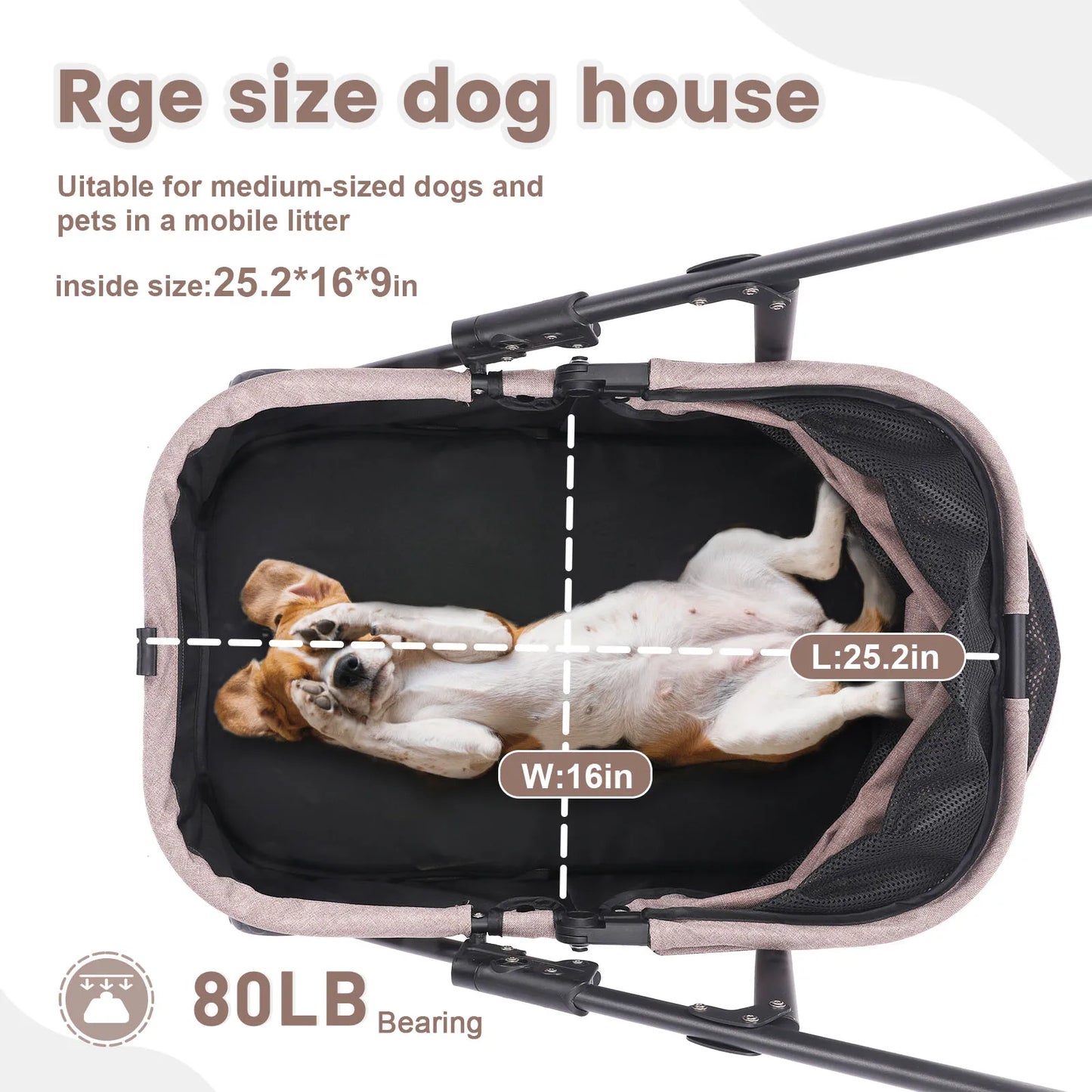 Foldable Dog Stroller Portable Dog Buggy 4 Wheel Pet Stroller Pushchair Travel Carriage Stroller Cart