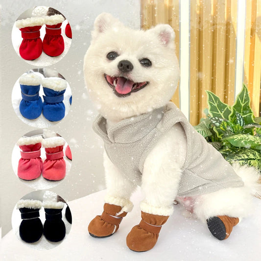 4Pcs Winter Waterproof Warm Pet Accessories Dog Socks Bootie Pet Dog Shoes