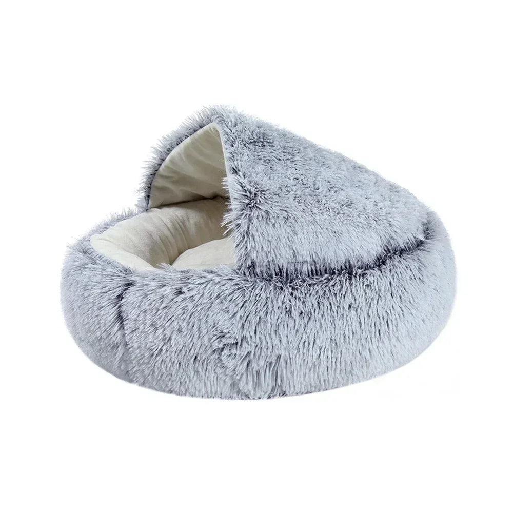 Round Bed Pet Mattress Warm Comfortable Basket Cat Dog 2 In 1