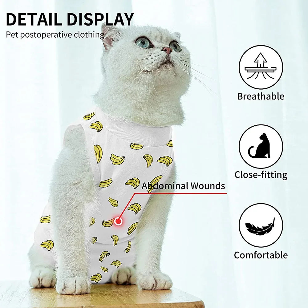 Recovery Suit E-Collar Alternative for Cats Dogs Puppy Abdominal Skin Anti Licking Pajamas
