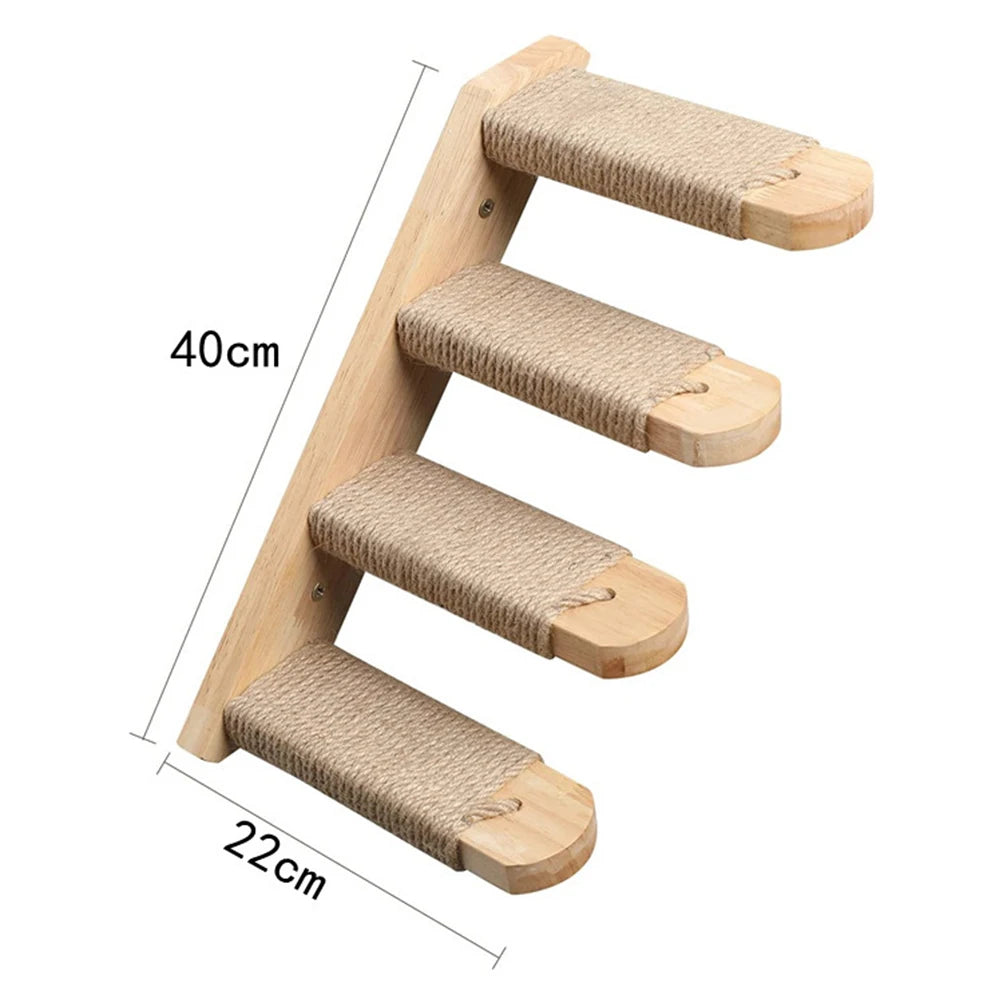 Wall-mounted Cat Climbing Frame 50cm Cat Climbing Ladder  Hammock  Activity Sisal Cat Grab Post