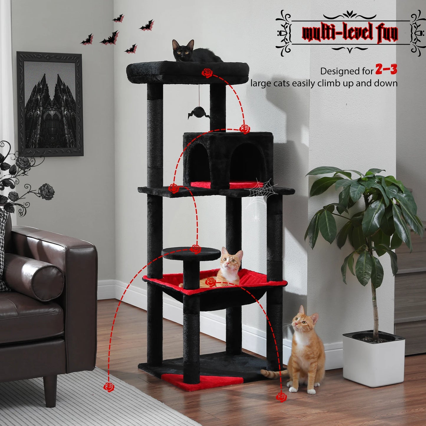 Cat Tree for Large Cats with Hammock