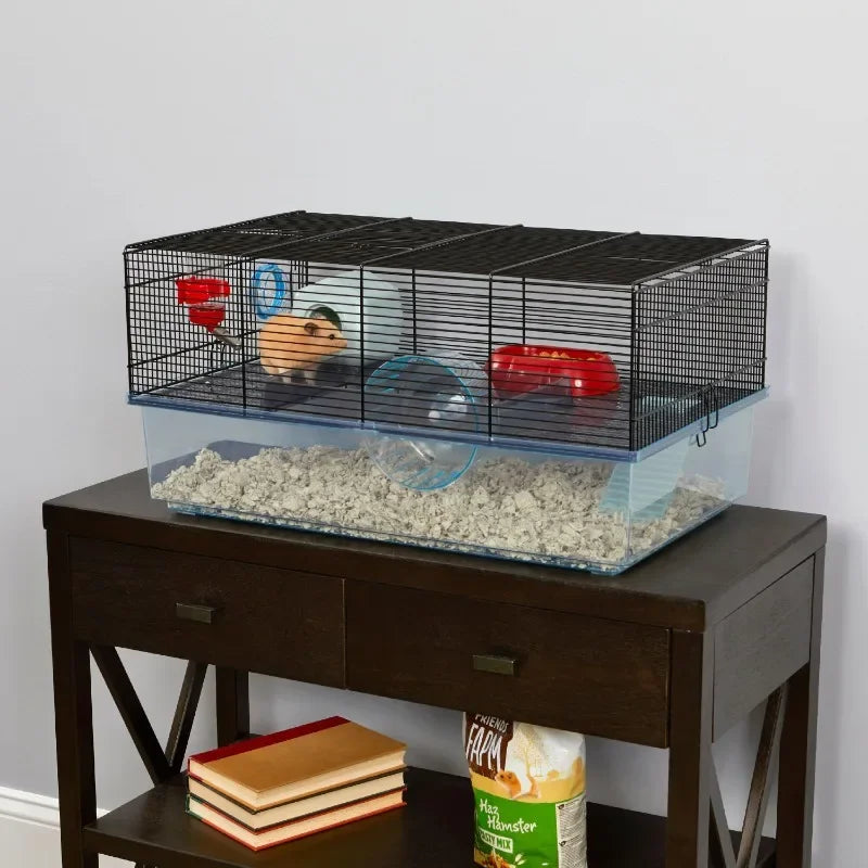Hamster Cage Includes Water Bottle, Exercise Wheel, Food Dish