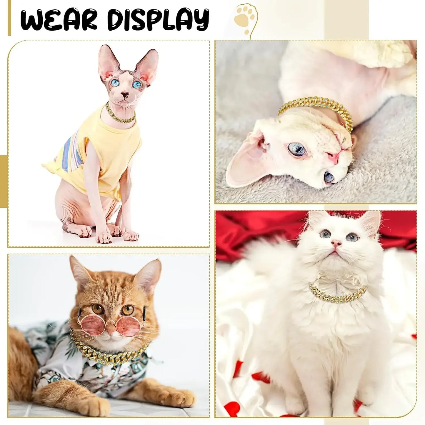 Luxury Gold Pet Metal Chain Collar For Small Medium Large Dogs Cats