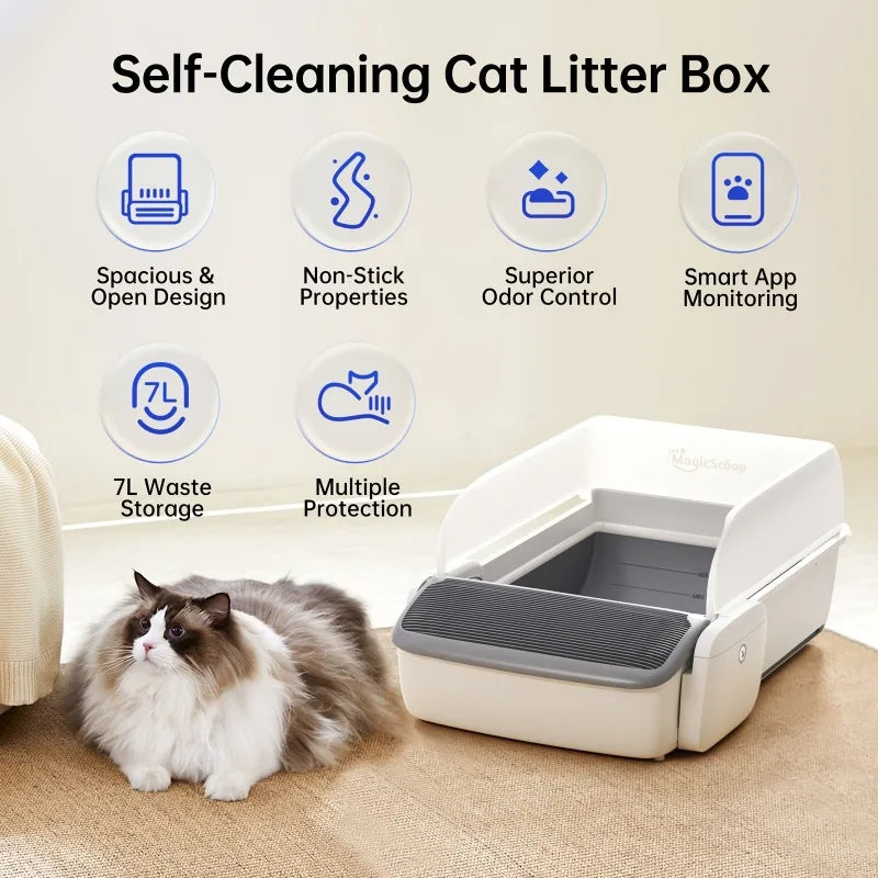Self Cleaning Automatic Cat Litter Box Robot Open Top Large Capacity