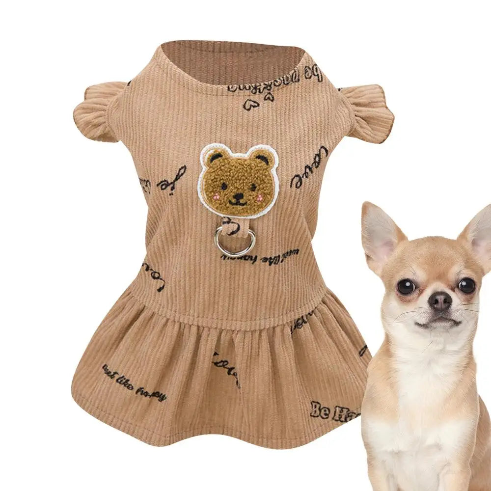 Cute Polyester Dog Costume With Bear Pattern Dog Daily Wear Comfortable Fashionable Soft