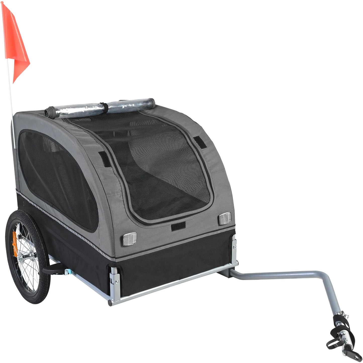 SucceBuy 88 lbs Dog Bike Trailer Pet Cart Bicycle Carrier with Wheels Coupler Reflectors Flag Collapsible