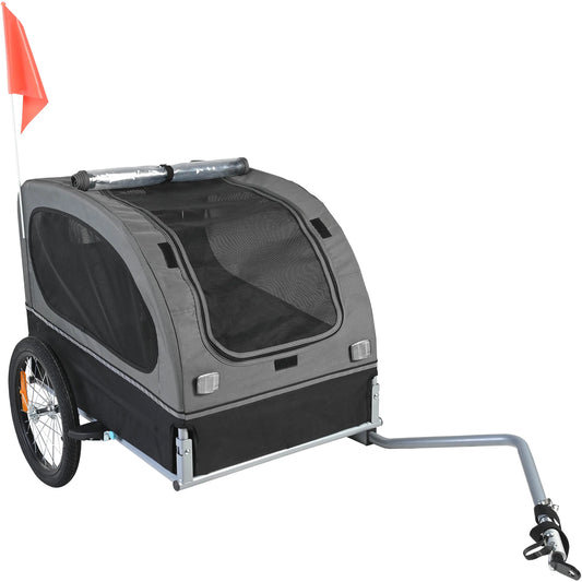 SucceBuy 88 lbs Dog Bike Trailer Pet Cart Bicycle Carrier with Wheels Coupler Reflectors Flag Collapsible