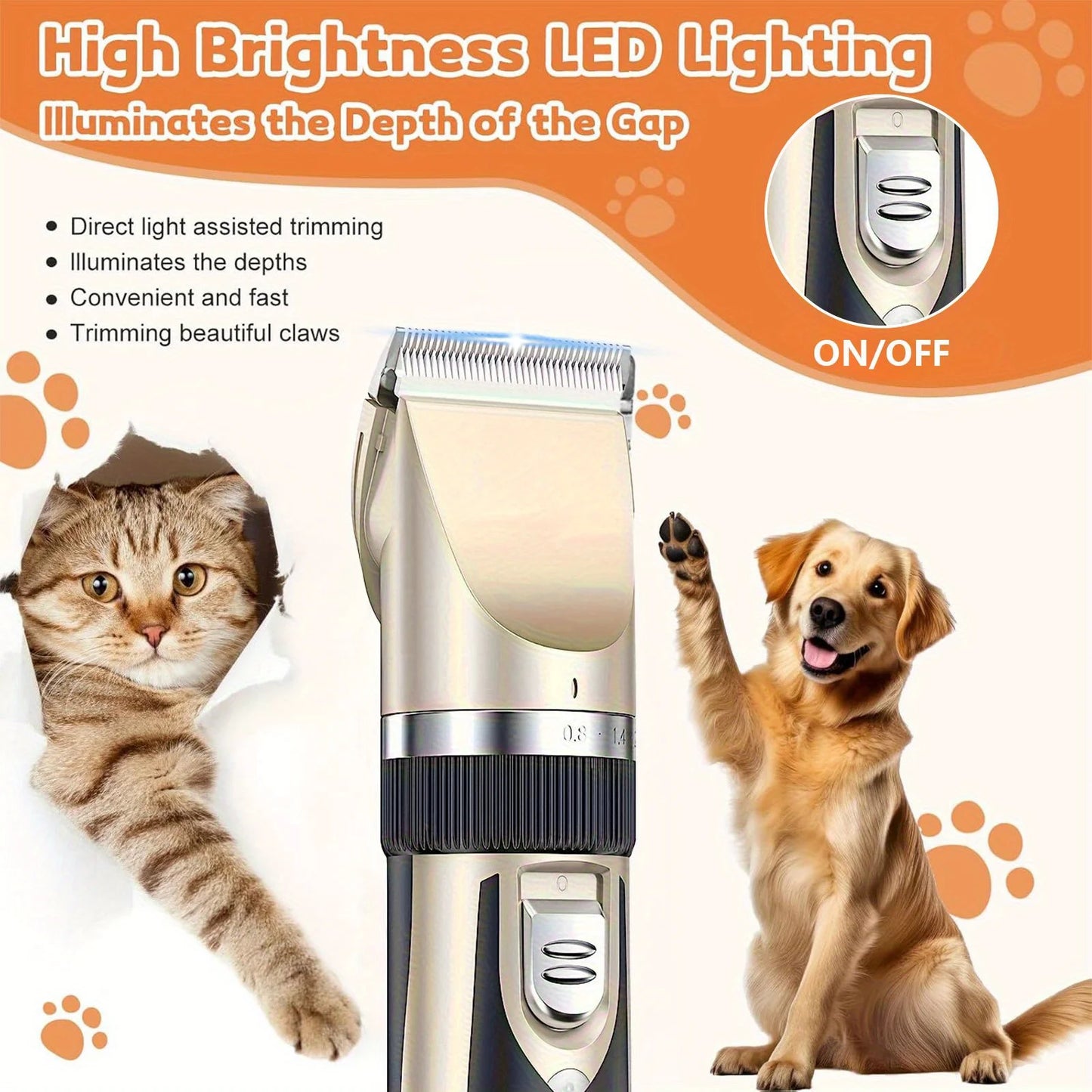 Professional Wireless Electric Pet Grooming Kit: Low-Noise Hair Trimmer