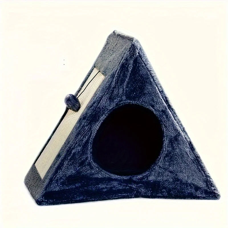Pet bed for cats with scratching board