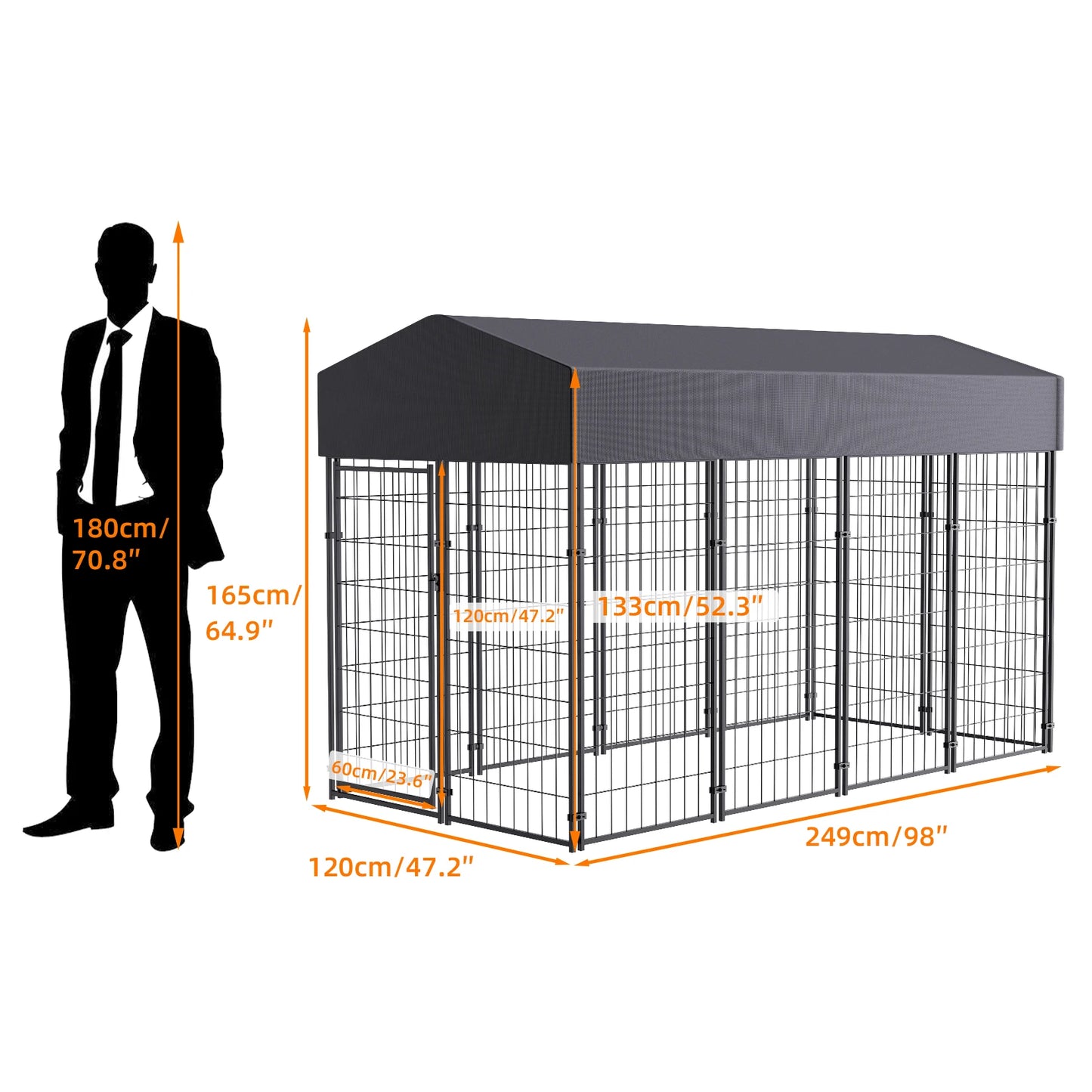 Oversized Large Dog Kennel Outdoor with Anti-UV Waterproof Cover