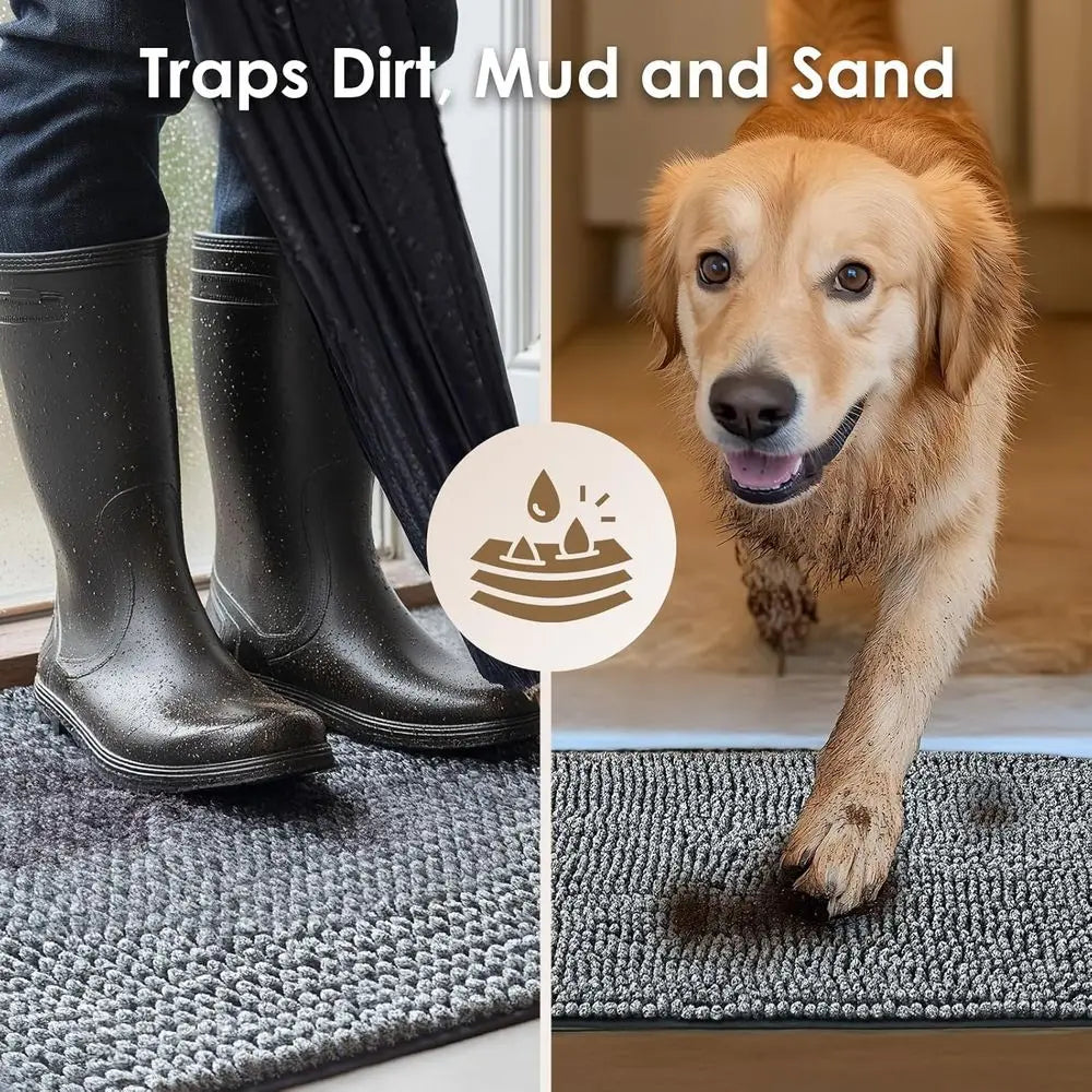 Super Absorbent Dog Door Mat or Muddy Paws 60x36 Inch Indoor,Doormat Outside Entrance, Quick Dry Chenille Washable Dog Mat