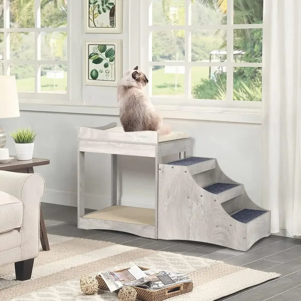 Pet Bunk Bed with Removable Step for Dogs and Cats,
