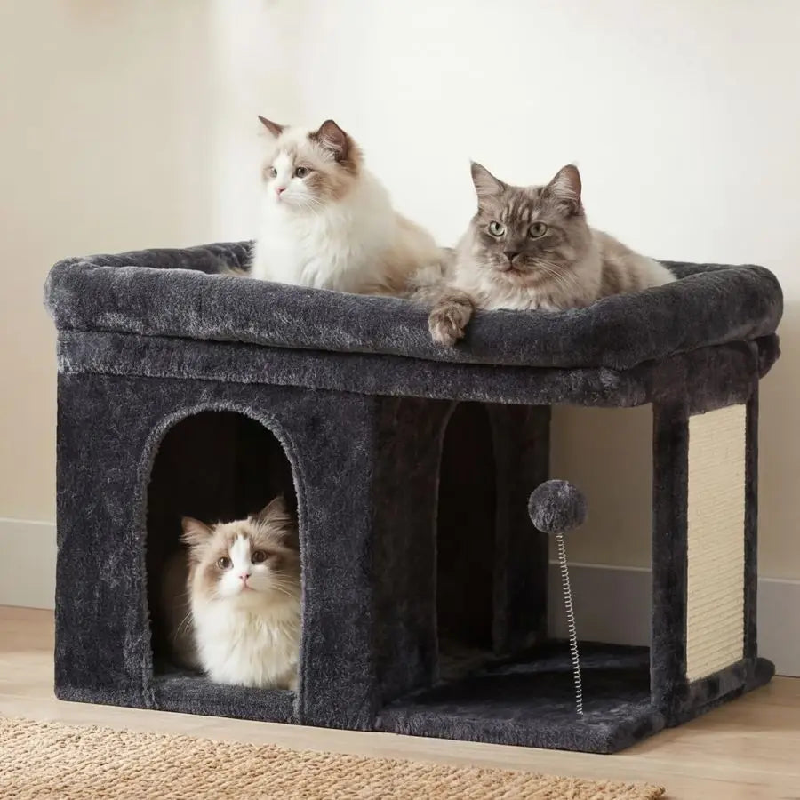 Cat Tree, 14 inch Cat Tower with Large Perch Bed and Cat Condo for Indoor Cats