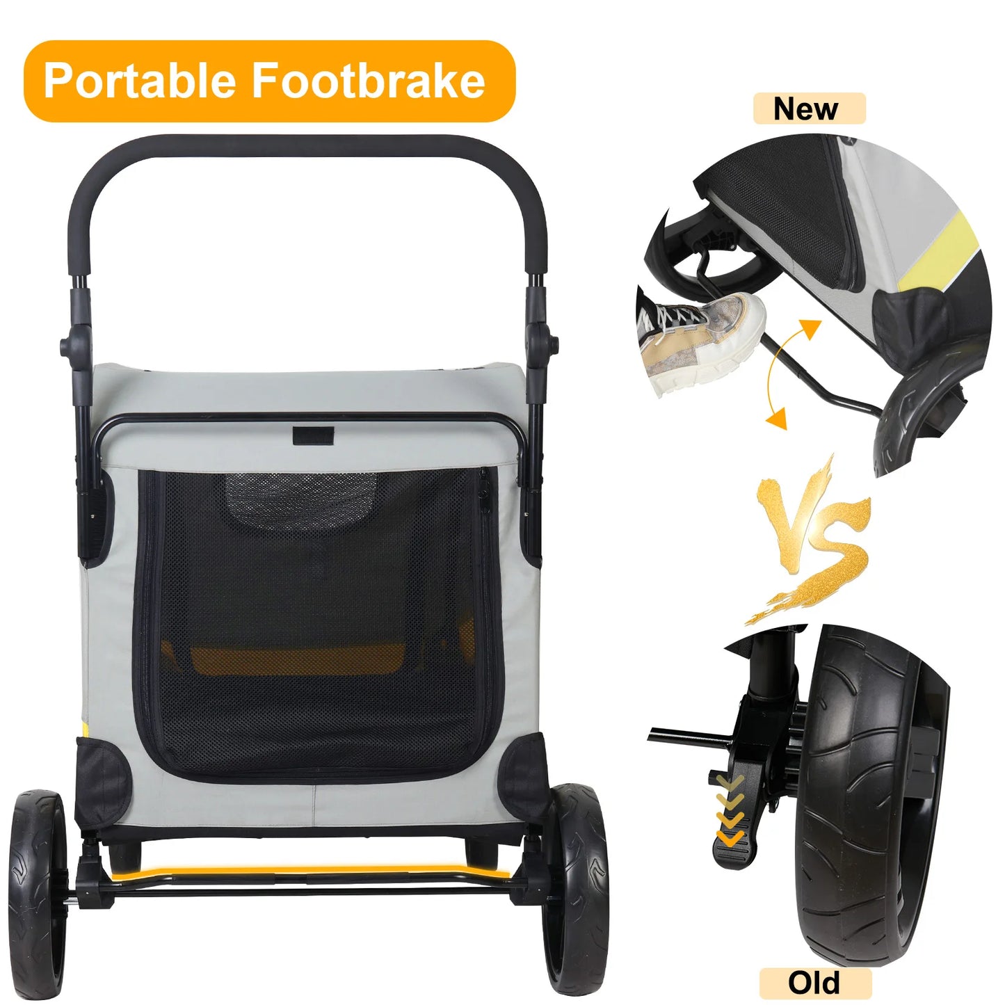 Dog Stroller Pram 4 Wheel Foldable Cart