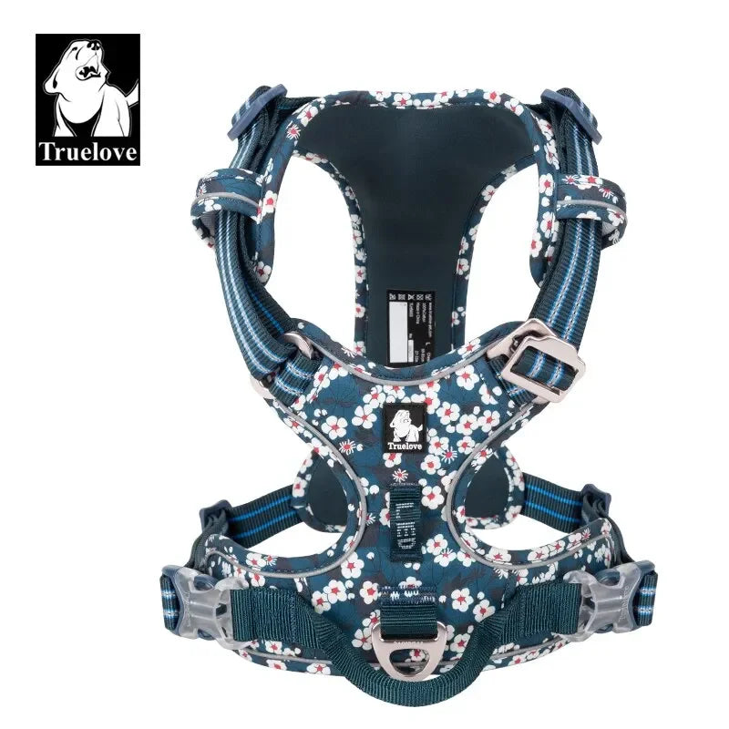 Dog Harness for Big Medium Small with Cotton Aluminum Alloy Floral Pattern Adjustable Vest