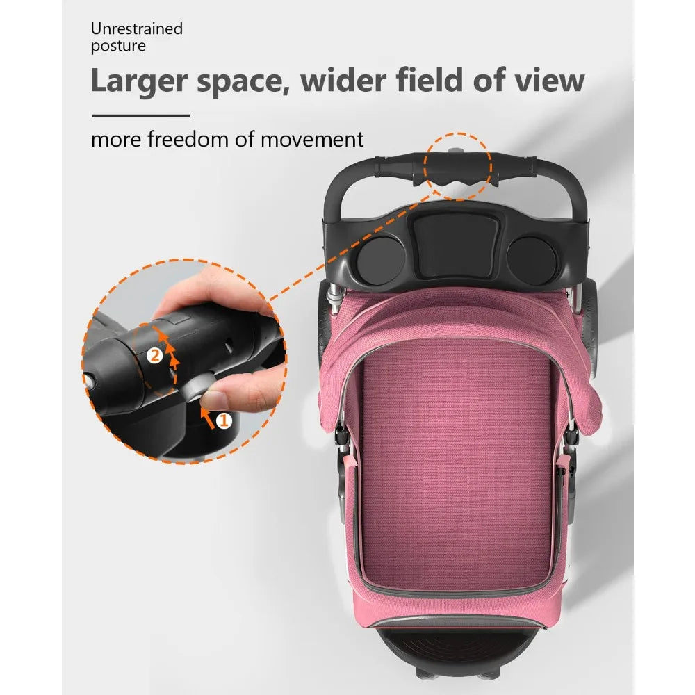 Pet Stroller for Small/Medium Pets, Portable Travel Foldable Carrier Jogger for Dog Cat Puppy Kitty,