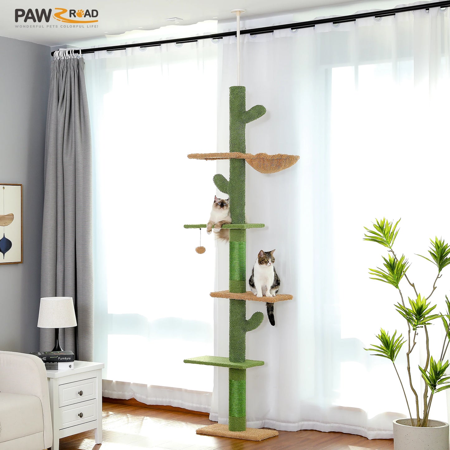 Cactus Cat Tree Adjustable Floor-to-Ceiling Cat Tower
