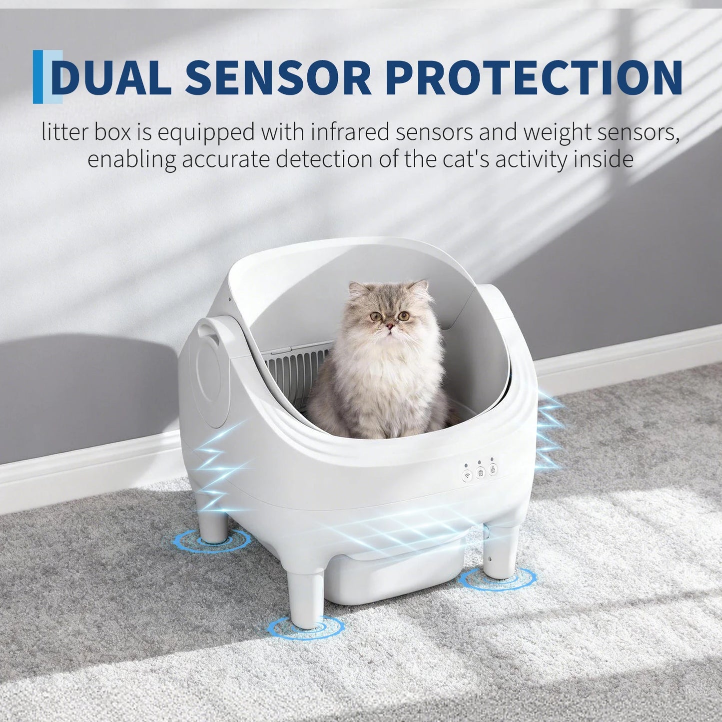 Self Cleaning Automatic Cat Litter Box, APP Control,Odor-Free,Open-Top w/Large Waste Bin for Multiple Cats Includes Trash Bags