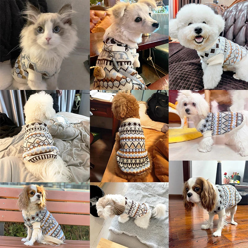Knitted Sweater Warm Coat for Small Dog Outfit Jacket Pet Clothing Winter
