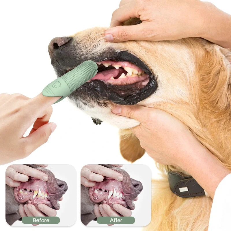 Food Grade Silicone Dog Finger Toothbrush for Dogs & Cats Dental Care