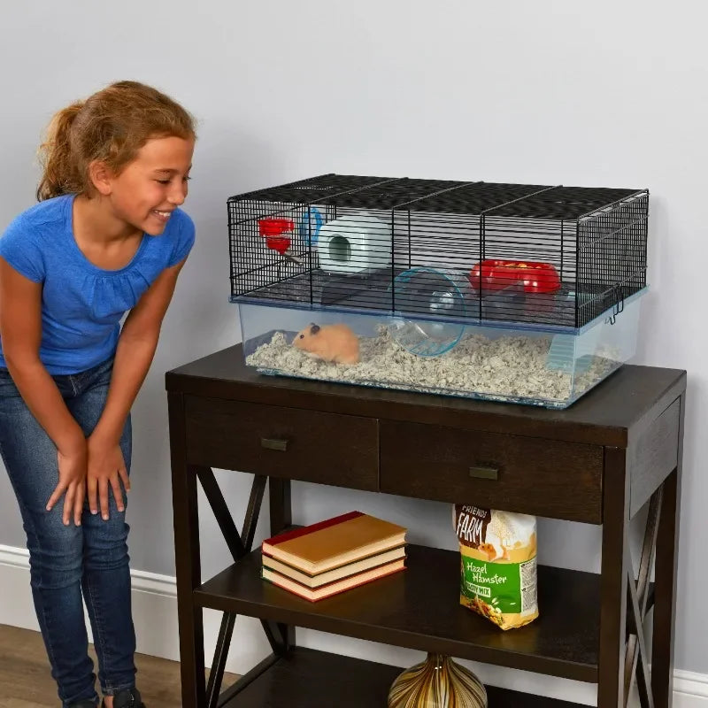 Hamster Cage Includes Water Bottle, Exercise Wheel, Food Dish