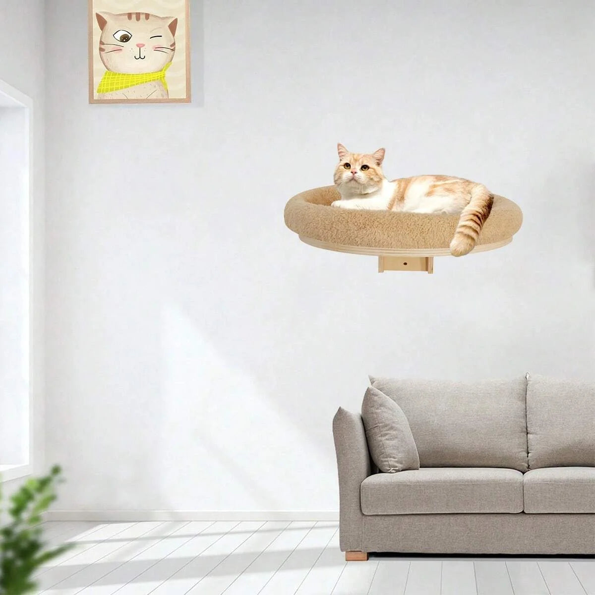 Cat Wall Mounted Solid Wooden Furniture Climbing Ladder and Cat Hammock