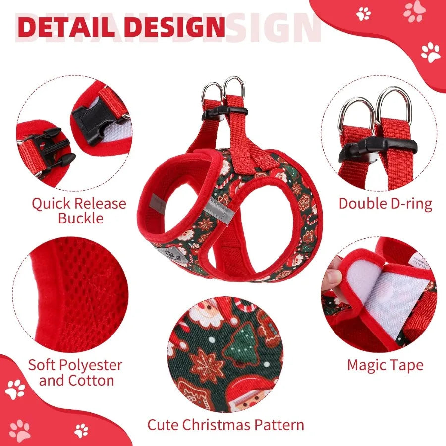 Christmas Dog Harness for Small Medium Dogs
