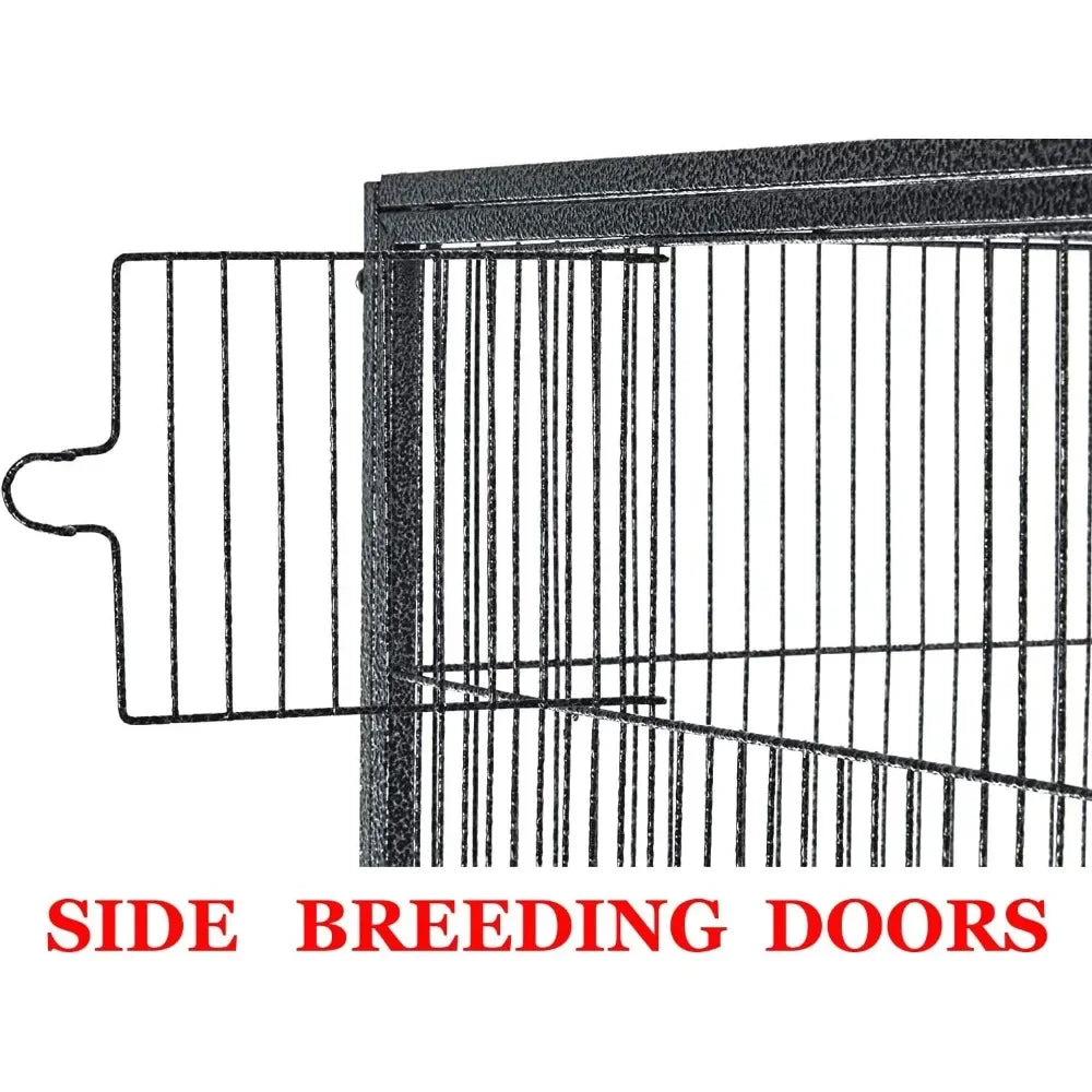 Large Wrought Iron Metal Bird Flight Breeder Cage  with Removable Rolling Stand