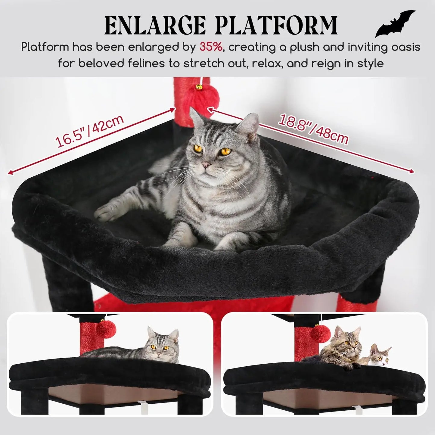 Extra Large Platform Gothic Cat Tree, 65in Tall Sturdy Goth Cat Tower for Multiple Indoor Cats, Big Cat Tree for Large Cat
