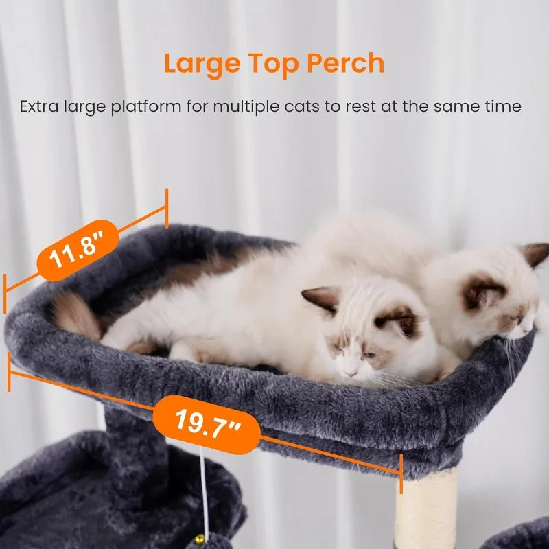 Modern Tall Cat Tree Smoky Gray