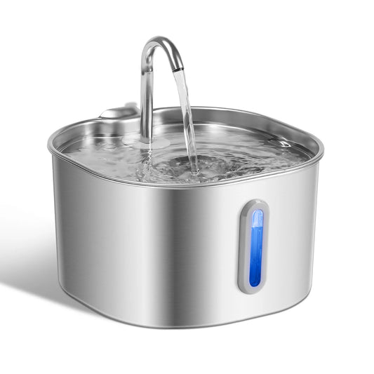 Ultra Quiet Pet Fountain with Multi-Layer Filtration, LED Water Level Window