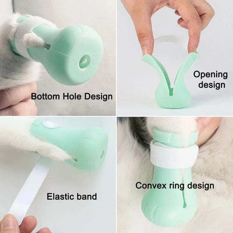 Adjustable Silicone Anti-scratch Cat Foot Shoes for Grooming Bath Washing Claw Paw Cover Protector