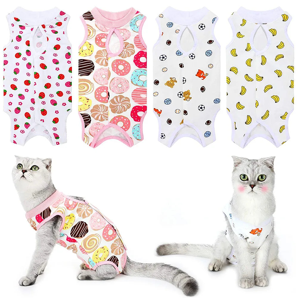 Recovery Suit E-Collar Alternative for Cats Dogs Puppy Abdominal Skin Anti Licking Pajamas