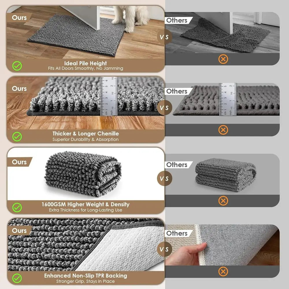 Super Absorbent Dog Door Mat or Muddy Paws 60x36 Inch Indoor,Doormat Outside Entrance, Quick Dry Chenille Washable Dog Mat