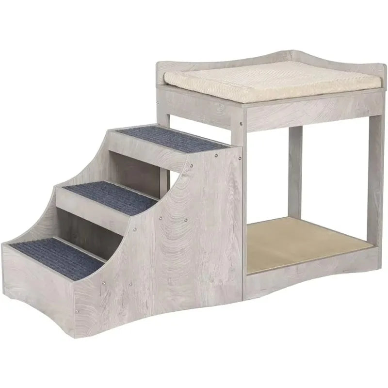 Pet Bunk Bed with Removable Step for Dogs and Cats,