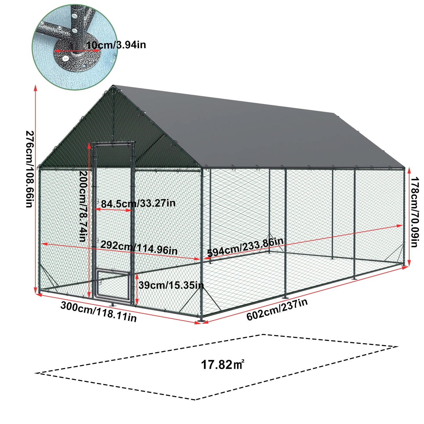 Heavy Duty Metal Chicken Coop w/ Cover and Nylon Netting
