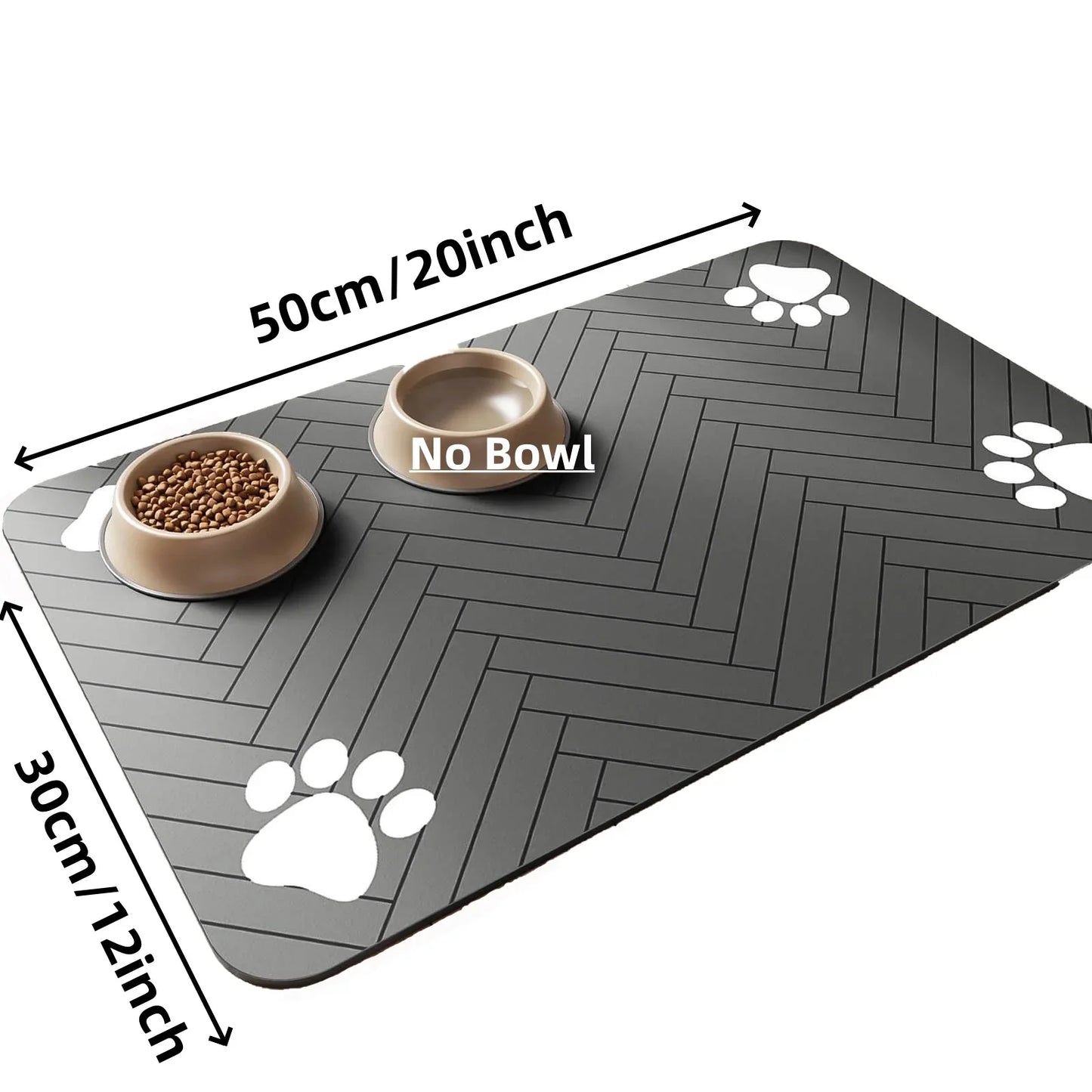 Pet Feeding Mat, Waterproof Placemat for Dog & Cat Food & Water Bowls, Quick-Dry Rubber Backing