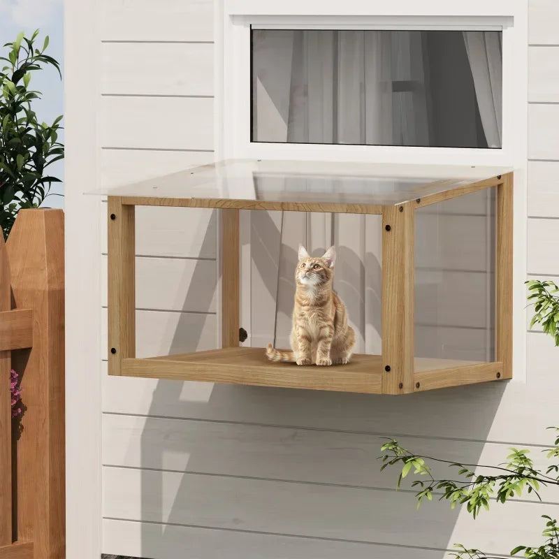 Acrylic Perch Catio Wood Cat Window Box Strong lightweight easy to install large space