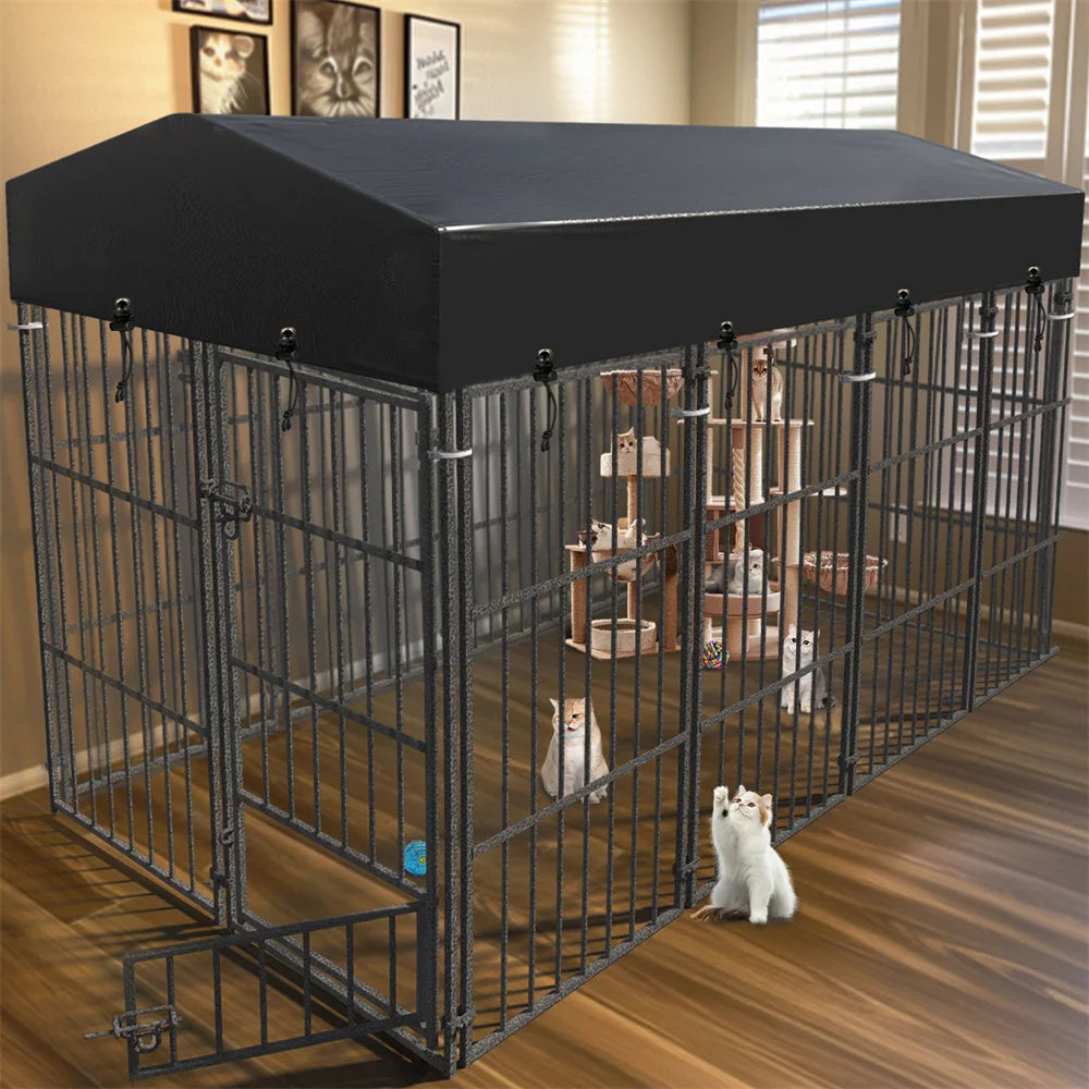 Heavy Duty Large Dog Kennel Pet Welded Metal Playpen Animal Cage with Roof Cover