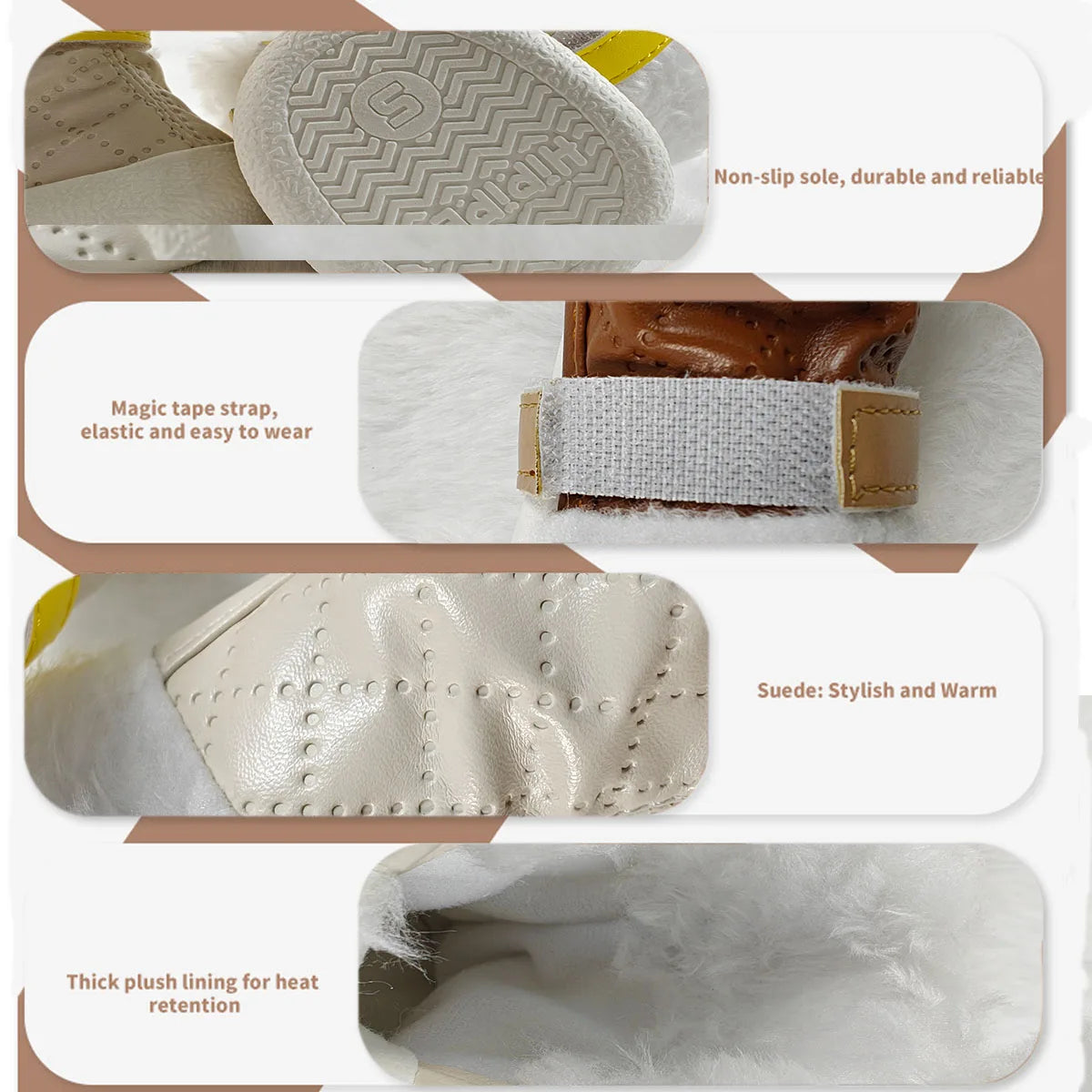 4pcs Winter Dog shoes pet Shoes Warm Fleece Puppy Pet Shoes Dog Snow Boots