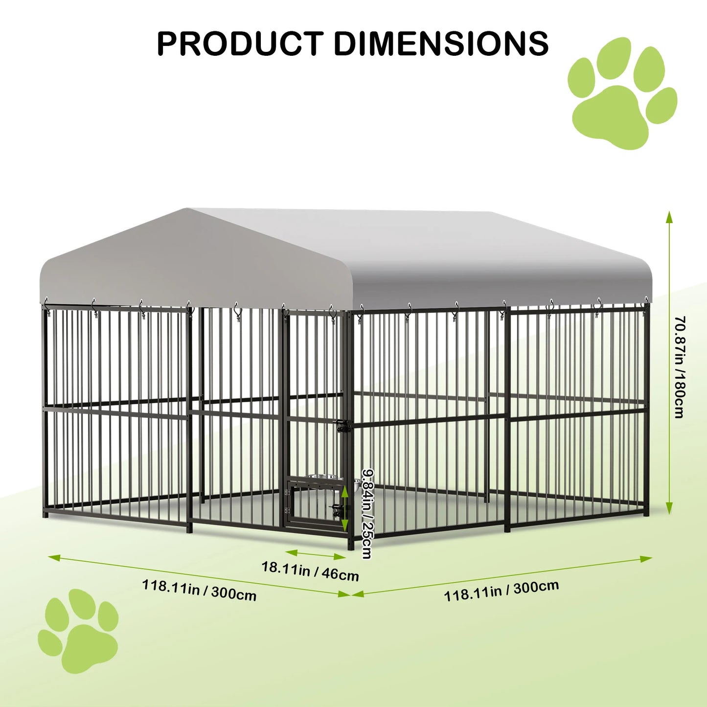 Large Outdoor Dog Kennel with Roof,