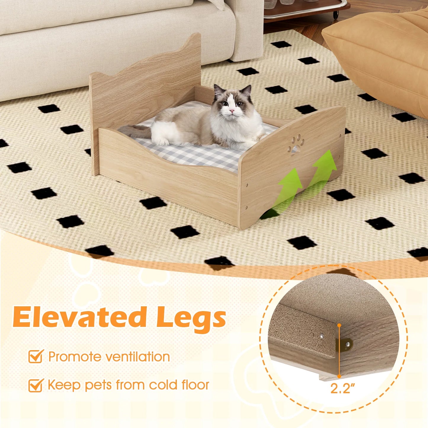 Elevated Pet Bed / Rails, Rabbit Sleeping Habitat, Small Animals