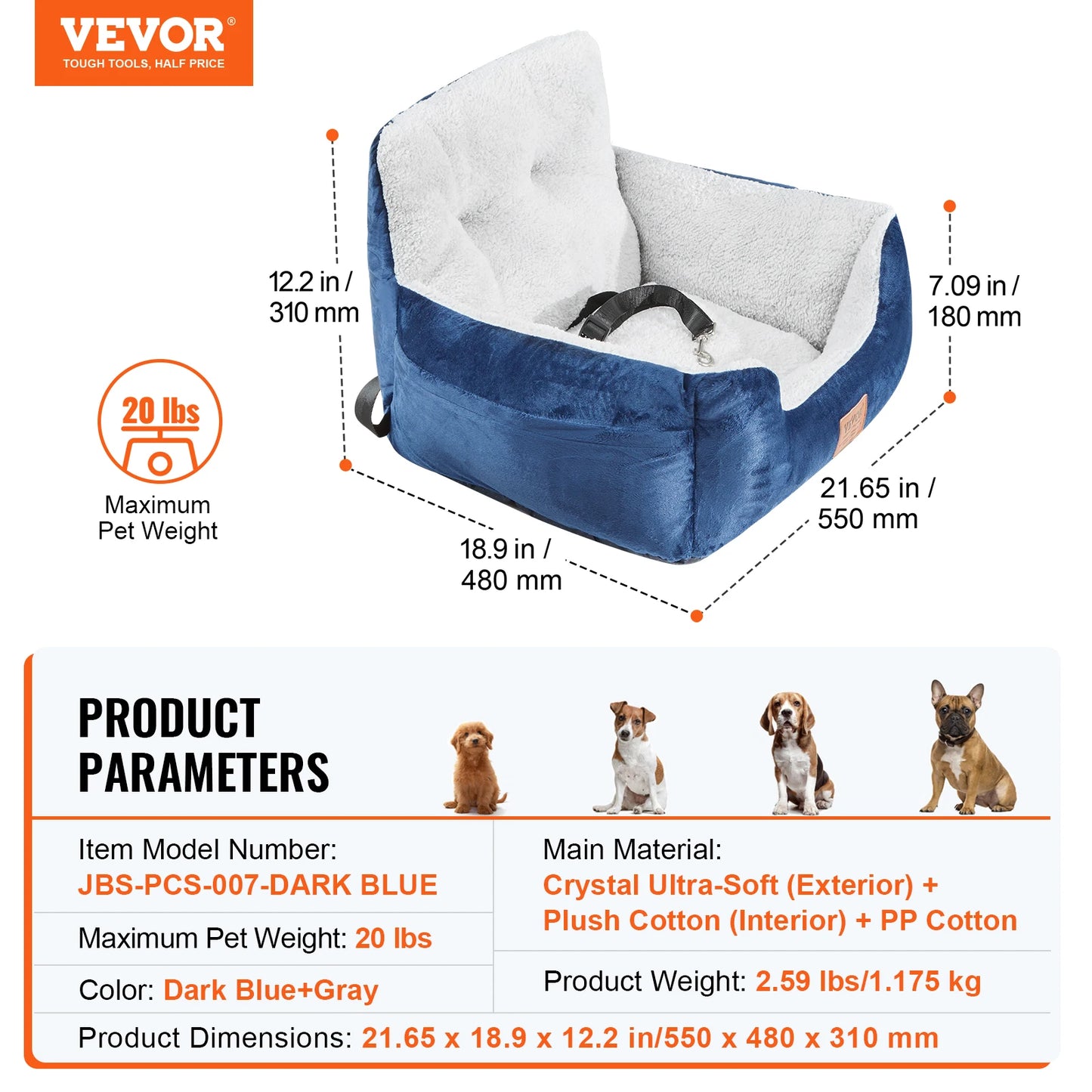 Waterproof Dog Booster Seat Pet Car Seat with Clip-On Safety Leash