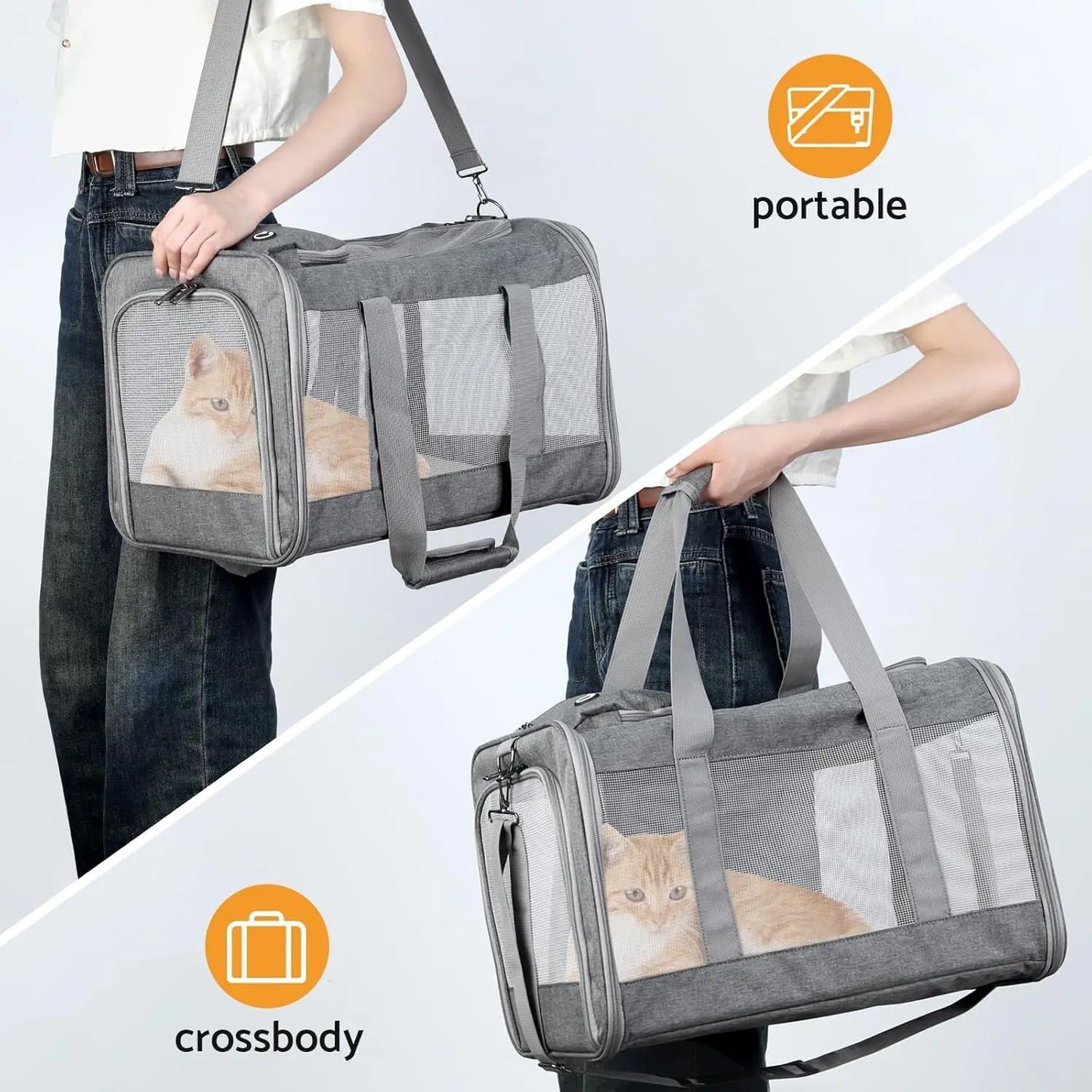 Airline Approved Pet Carrier for Cats Dogs Soft Travel Bag with Breathable Honeycomb
