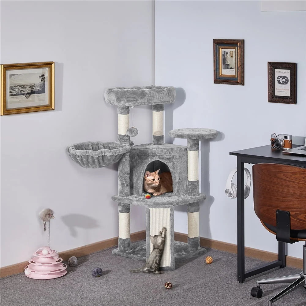 Multilevel Cat Tree Tower with Condo Perches Scratching Posts Plush Baskets