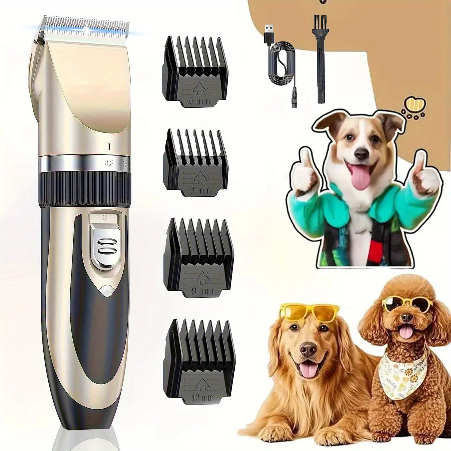Professional Wireless Electric Pet Grooming Kit: Low-Noise Hair Trimmer