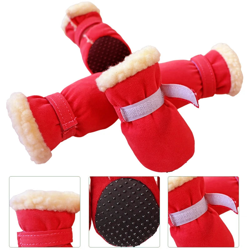 4Pcs Winter Waterproof Warm Pet Accessories Dog Socks Bootie Pet Dog Shoes